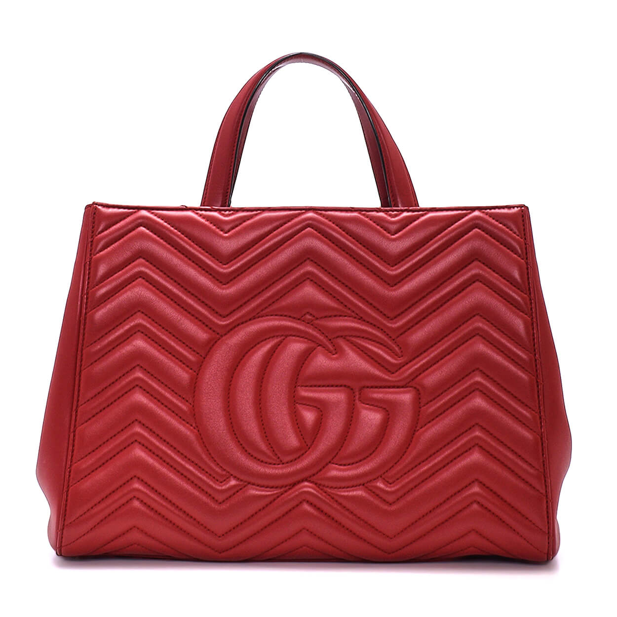 Gucci - Red Matelasse Leather GG Marmont Tote Bag